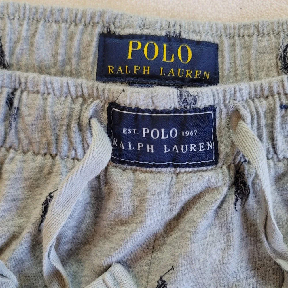 Polo Ralph Lauren Pajama Joggers Mens L Gray All Over Pony Logo Sleepwear Pants